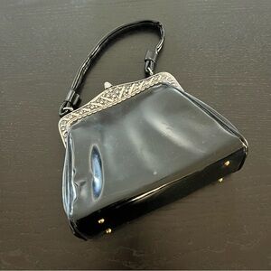 Vintage Black Purse with Silver Accents